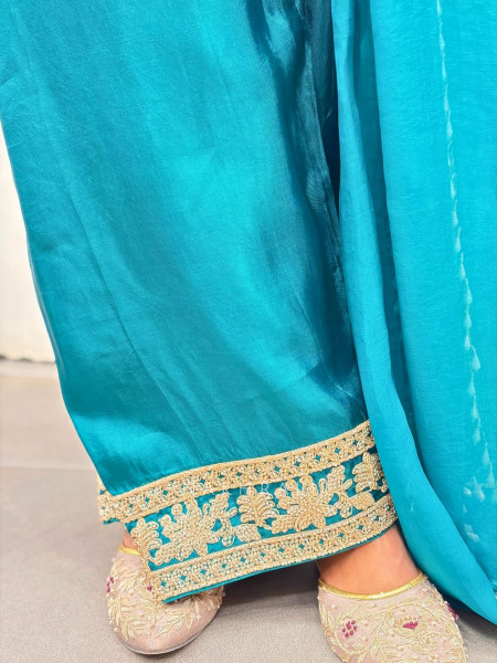 Rivaya Green Brocade Kurta Pant Set with Dupatta