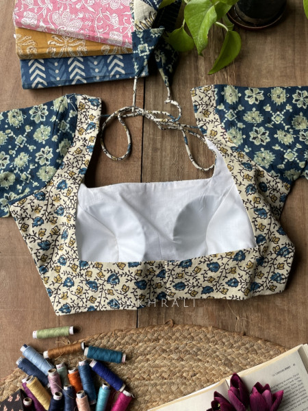 Sutr-rang Cream Blouse Mixed Print Detail