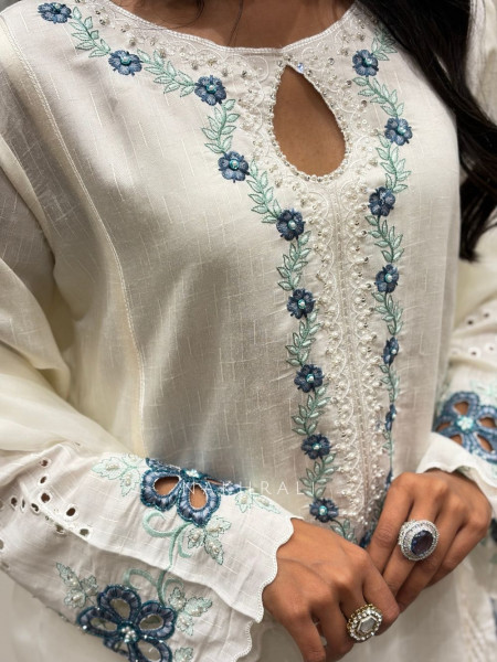 Nyvra Cutwork Embroidered Three Piece Suit Set