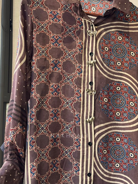 Aria Brown Printed Summer Shirt