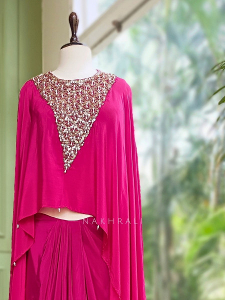 Fuchsia Fluidity Magenta Cape Set