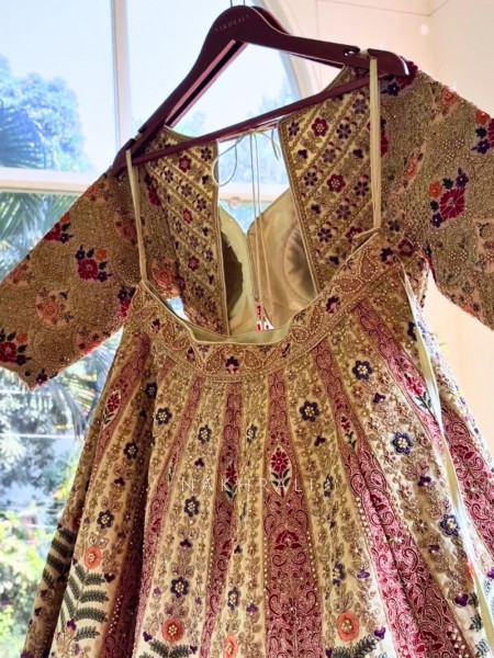 Sunheri Saaz Sage Bridal Lehenga with Beads and Sequin Embroidery