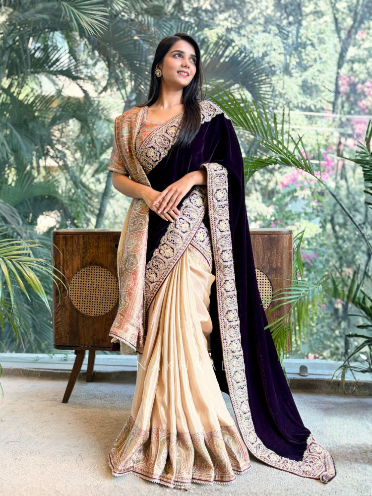 Image of Victoria 2 Piece Beige Saree