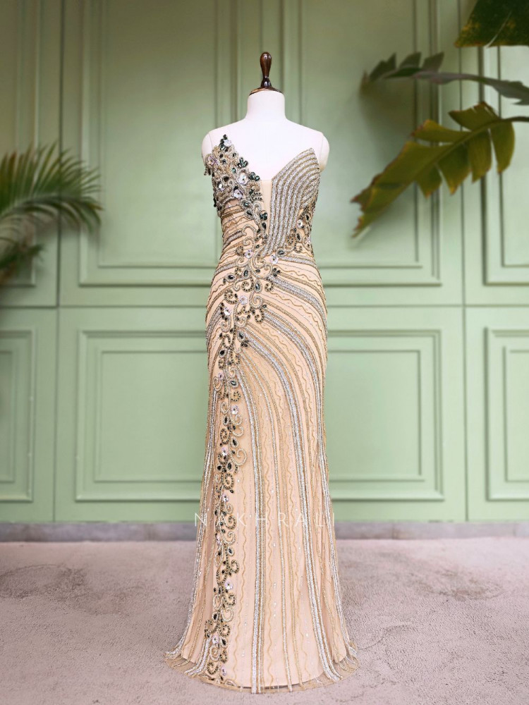 Image of Cressida Golden Soft Net Gown