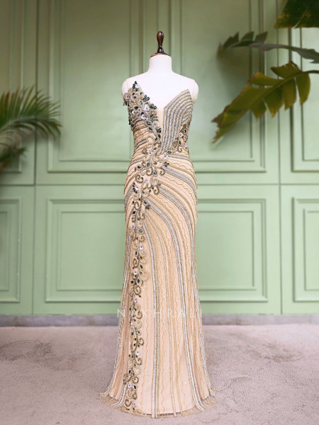 Cressida Golden Soft Net Gown