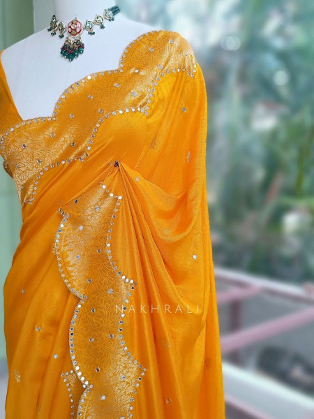 Peet-Ambar Mustard Georgette Saree