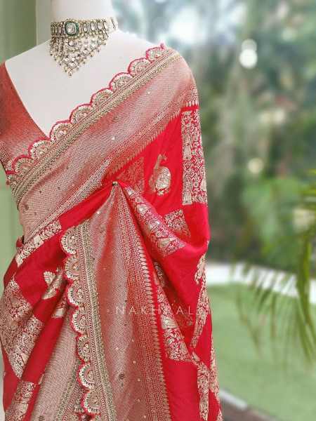 Kumud Red Georgette Silk Saree