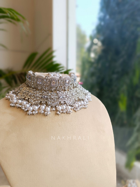 Ivory Gleam Silver Pearl Choker Set