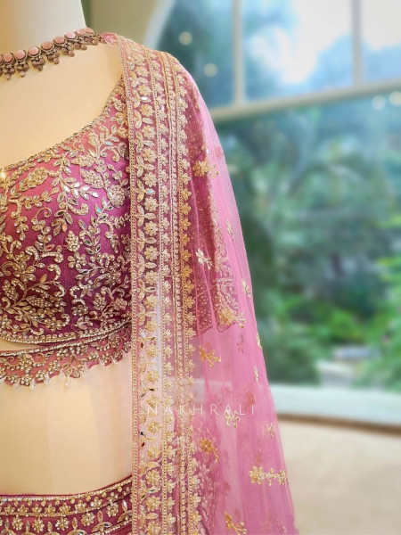Elysia Magenta Bridal Lehenga with Heavy Zari Embroidery