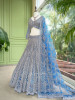 Rivarka Royal Blue Mirror and Bead Embroidered Bridal Lehenga