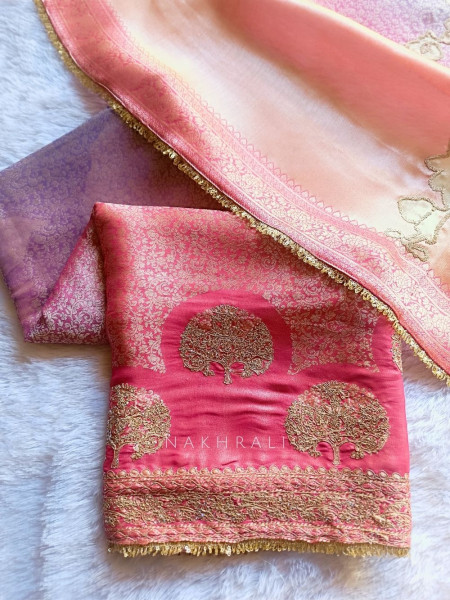 Prisha Pink Dual-Tone Zari Suit Fabric