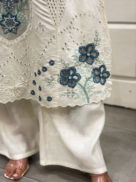 Nyvra Cutwork Embroidered Three Piece Suit Set