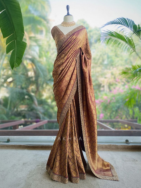 Shwetambari Wine Silk Saree with Zari Woven Pattern