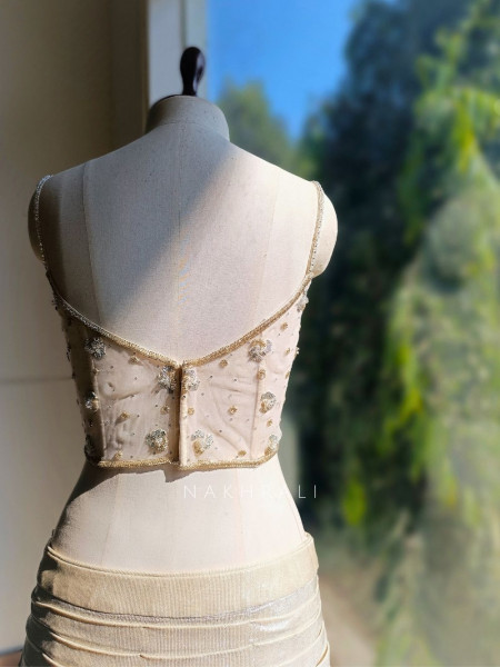 Lunara Cream Indo-Western Lehenga Set