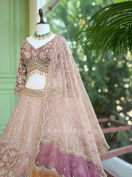 Rivara Baby Pink Lehenga Set with Heavy Zari Sequin Work