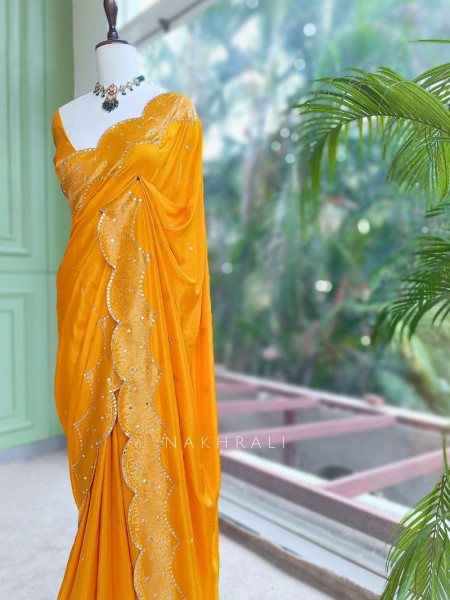 Peet-Ambar Mustard Georgette Saree
