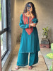 Bib Tunic Teal Blue Kurta Palazzo Set