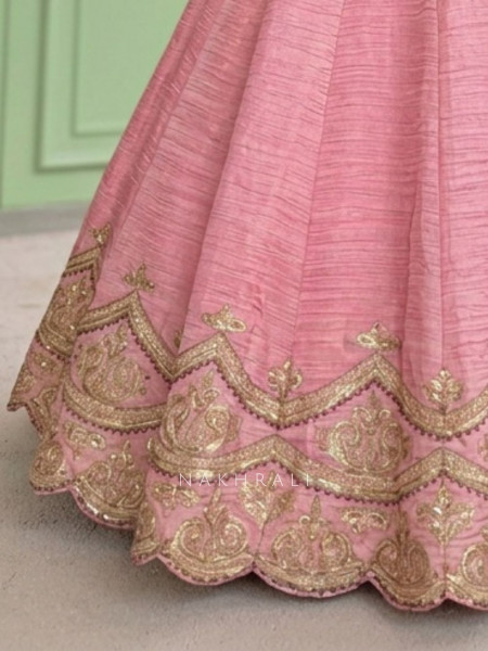 Mehrab-Noor Pink Tussar Lehenga