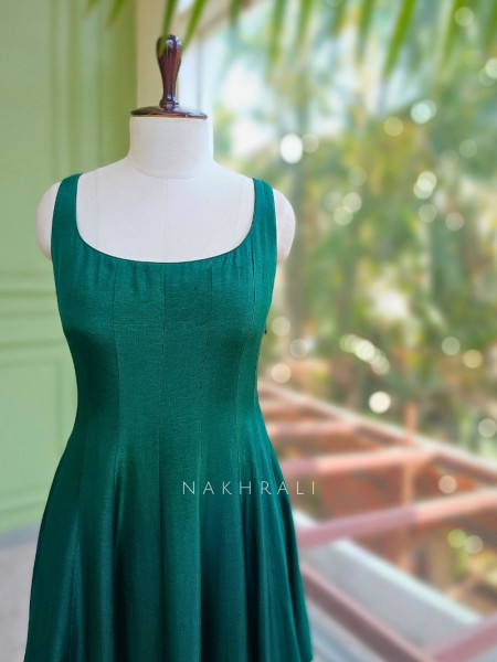 Emerald Green Anarkali Palazzo Set with Bandhej Dupatta and Border Work
