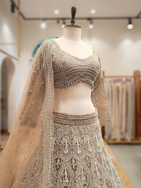 Kashmira Brown Net Lehenga Set with Sequin Embroidery