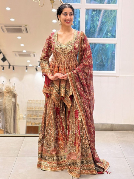Rangili Maroon Palazzo Short Kurti Suit Set with Sequin Work