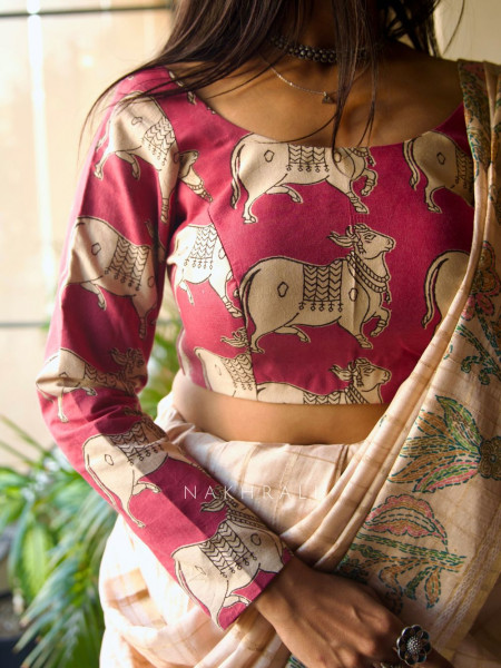 Nandi Pink Cotton Printed Blouse
