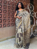 Earthbound Brown Dola Silk Ajrakh Printed Saree