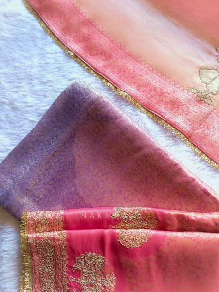 Prisha Pink Dual-Tone Zari Suit Fabric