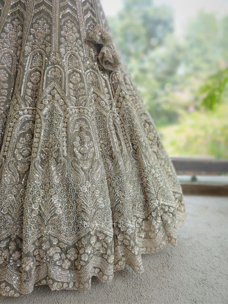 Zeenoora Grey Lehenga Set with Embroidery, Beads & Sequin Work
