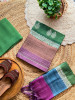Navira Green Dress Material with Woven and Printed Accents