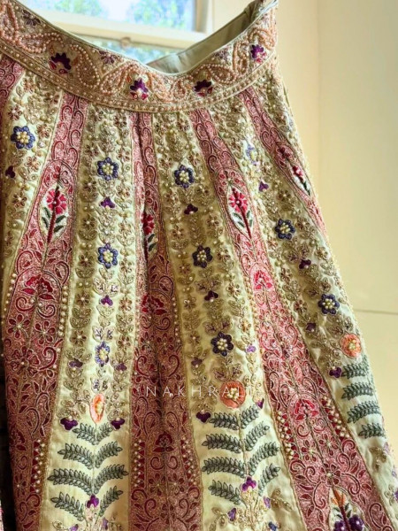Sunheri Saaz Sage Bridal Lehenga with Beads and Sequin Embroidery