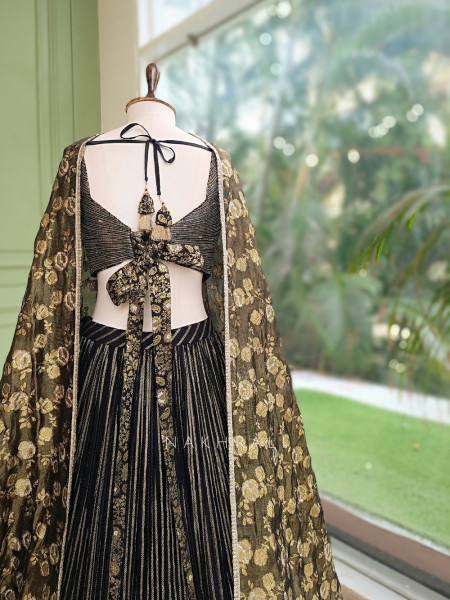 Tara Alaya Black Corset Lehenga