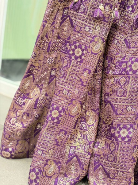 Cleo Purple Multicolor – Brocade Silk Indo-Western Set