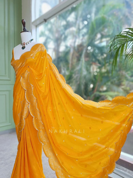 Peet-Ambar Mustard Georgette Saree