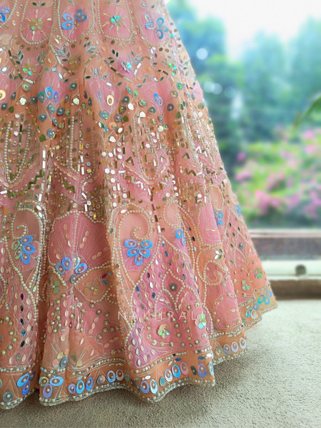 Mrinalika Pink Lehenga Set With Bead, Pearl and Sequin Work