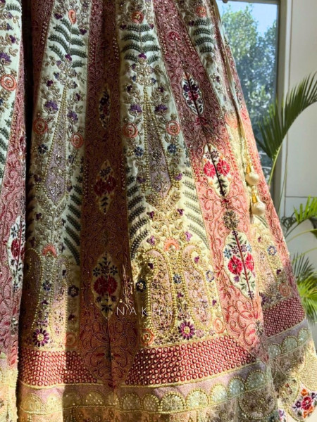 Sunheri Saaz Sage Bridal Lehenga with Beads and Sequin Embroidery