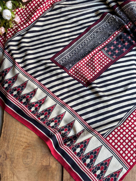 Ishita Maroon Cotton Silk Ethnic Dress Material