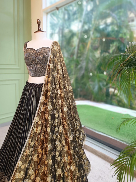 Tara Alaya Black Corset Lehenga