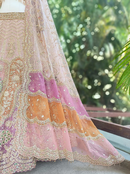 Rivara Baby Pink Lehenga Set with Heavy Zari Sequin Work