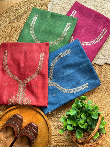 Nooraniya Wine Dress Material with Gota Patti Work