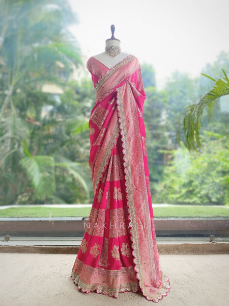 Kumud Magenta Georgette Silk Saree