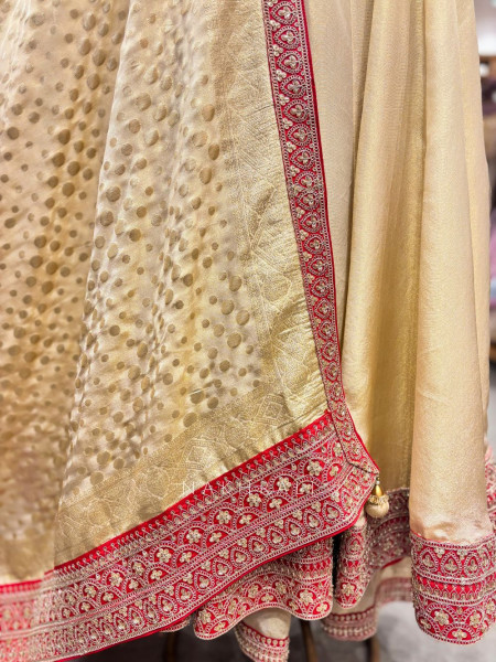 Regalia Cream Anarkali Gharara Set with Sequin & Zari Work