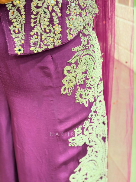 Averra Wine Embroidered Indo-Western Co-ord Set