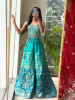 Tangerine Firozi Banarasi Brocade Sharara Set with Cowrie Shell Blouse