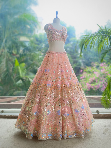 Mrinalika Pink Lehenga Set With Bead, Pearl and Sequin Work