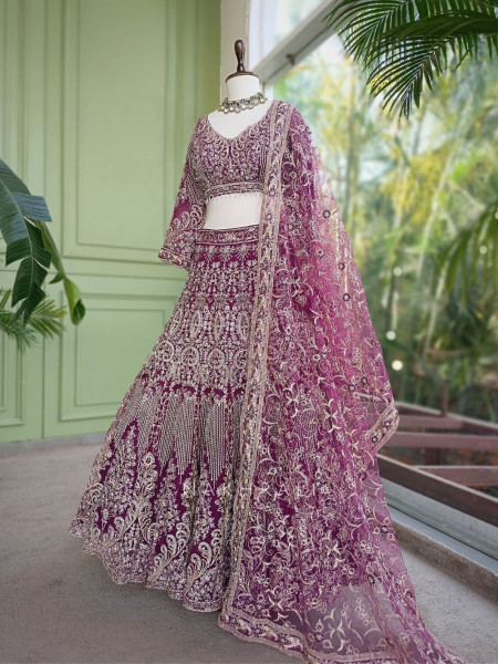 Khoobsurat Purple Embroidered Lehenga Set