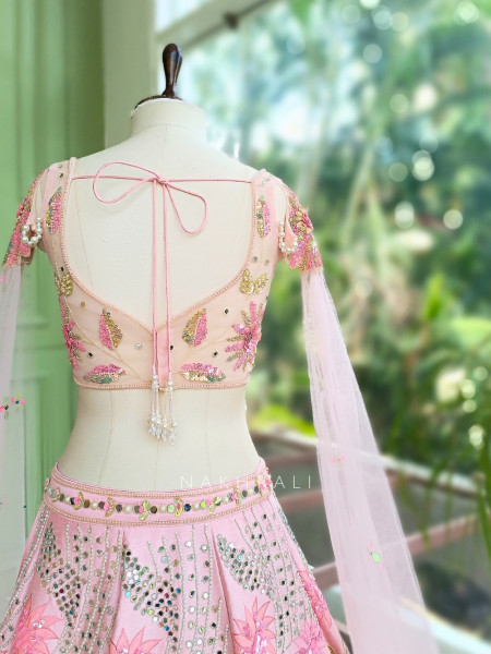Gulabi Naznin Mirror Work Carnival Cape Lehenga Set