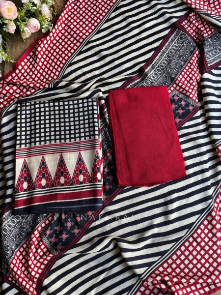 Ishita Maroon Cotton Silk Ethnic Dress Material