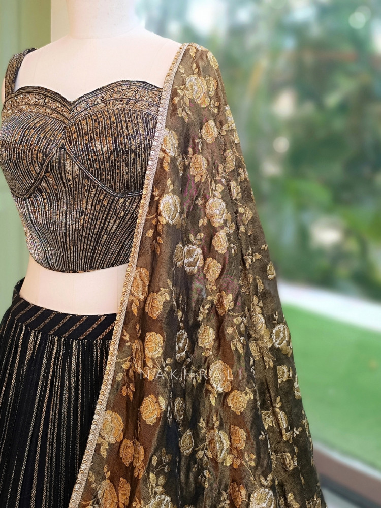 Image of Tara Alaya Black Corset Lehenga