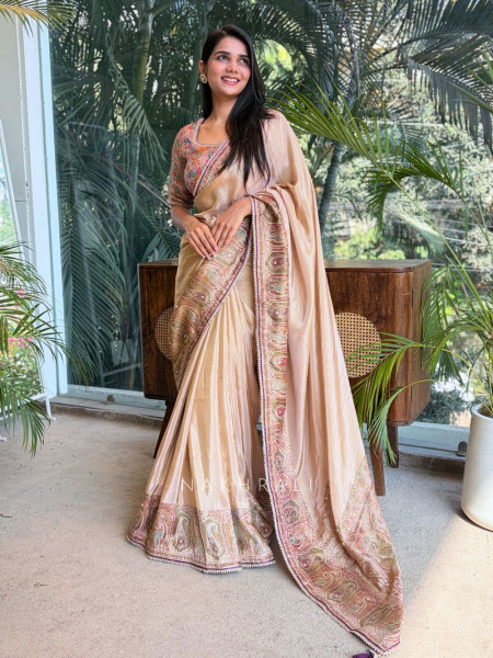 Victoria 2 Piece Beige Saree